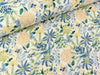 Baumwoll Leinen Jersey Flowers blue-bunt auf Ecru Digitaldruck
