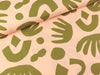 Feine Baumwoll Popeline Puzzle Directions olivgrün auf hellem Apricot by Nerida Hansen