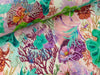 Bambino Musselin Steppstoff Quilt Prachtvolles Blumenmuster smaragd-pink-bunt