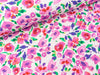 Baumwolljersey Blumen und Blätter beere-bunt auf Zartrosa Digitaldruck