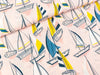 Viskose Webware Jonna Segelschiffe bunt auf Hellrosa