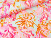 Baumwollsatin Stretch Watercolor Blumen orange-fuchsia-rosa auf Mint