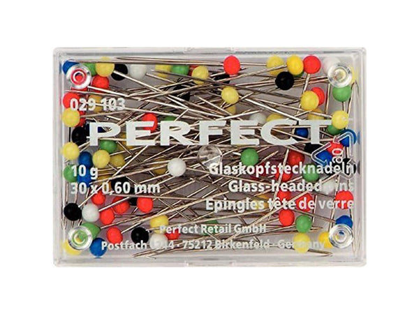 Prym 029103 Glaskopfstecknadeln 30 x 0,60mm - silber, bunt - 1 Dose, 10g