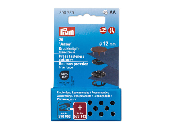 Prym 390780 Druckknöpfe Jersey dunkelbraun - Ø 12mm - 20 Stück, kompatibel mit dem Vario Creative Too