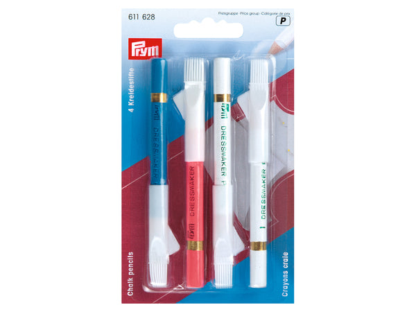 Prym 611628 Kreidestifte + Bürste farblich sortiert - 4 Stück