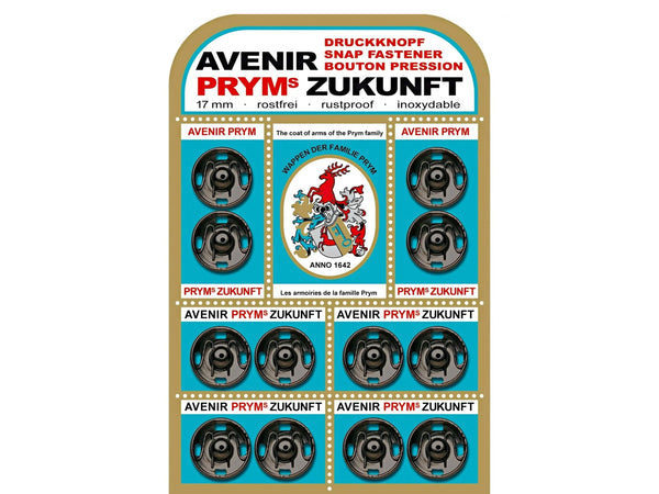 Prym 341135 Annäh-Druckknöpfe Messing Ø 17mm schwarz - 12 Stück