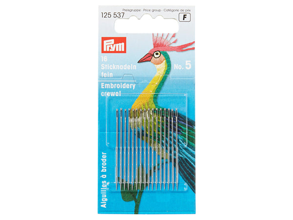 Prym 125537 Crewelnadeln - Ø 0,8mm x 41mm No. 5 - 16 Stück