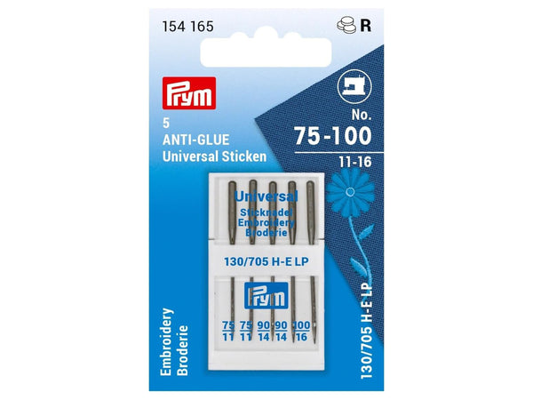 Prym 154165 Nähmaschinennadeln ANTI-GLUE - Universal Sticken - No. 75 - 100 - 5 Stück
