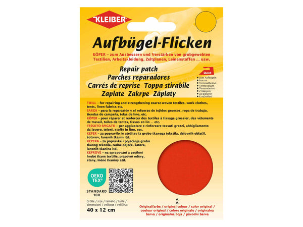 Kleiber 33011 Köper Aufbügel-Flicken - 100% Baumwolle - rot - 40cm x 12cm