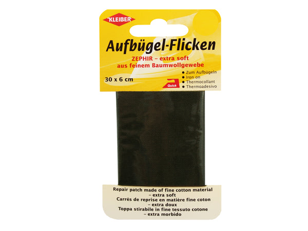 Kleiber 31019 Aufbügel-Flicken ZEPHIR - extra soft aus feinem Baumwollgewebe khaki - 30cm x 6cm