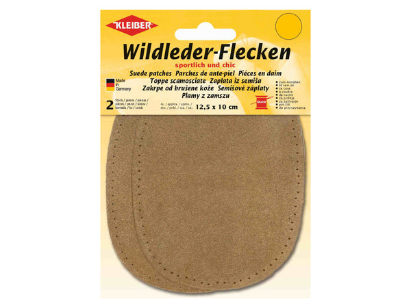 Kleiber 85506 Wildleder-Flecken zum Annähen aus Echtleder braun - ca. 12,5cm x 10cm - 2 Stück
