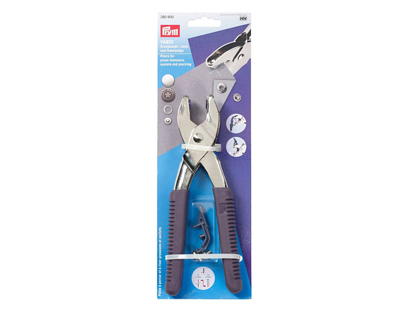 Prym 390900 Variozange Druckknöpfe, Loch- und Ösenzange mit Lochwerkzeugen
