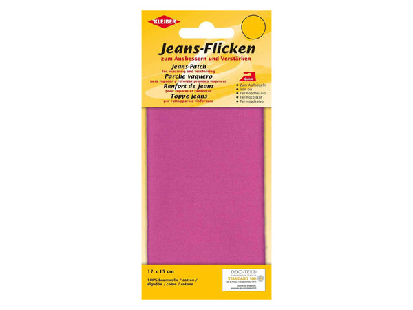 Kleiber 34218 Jeans-Flicken - zum Ausbessern und Verstärken - pink - 17cm x 15cm