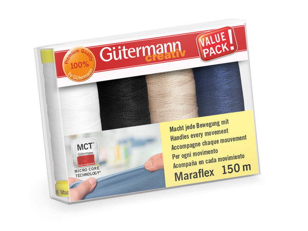 Gütermann 734529-1 Set Maraflex elastisches Nähgarn No. 120 - 4 x 150m
