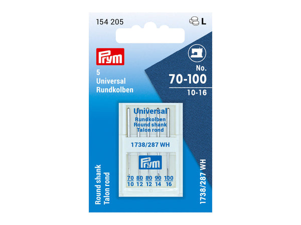 Prym 154205 Nähmaschinennadeln mit Rundkolben - Universal - No. 70 - 100 - 5 Stück