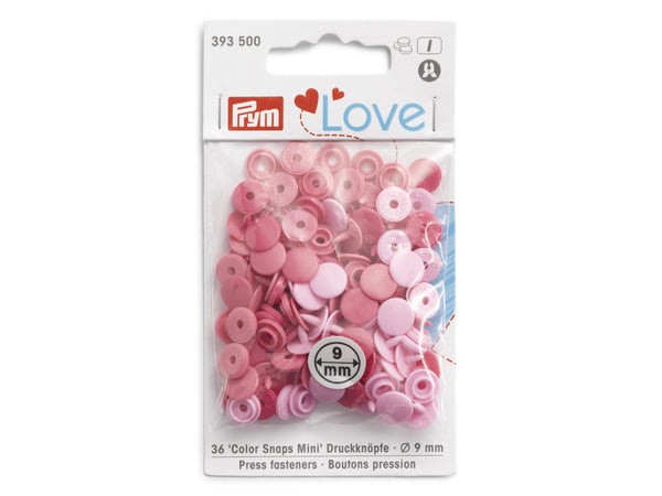 Prym Love 393500 Nähfrei Druckknöpfe Color Snaps Mini 9mm pink, helles pink, rosa - 36 Stück