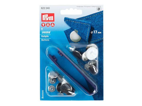 Prym 622240 Jeansknöpfe silberfarbig - Ø 17mm - 8 Stück