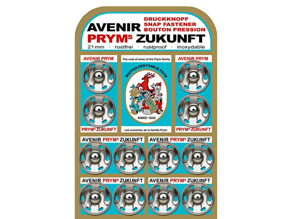 Prym 341222 Annäh-Druckknöpfe Messing Ø 21mm silberfarbig - 12 Stück