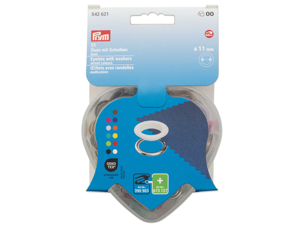 Prym 542621 Ösen mit Scheiben bunt - Ø 11mm - 55 Stück