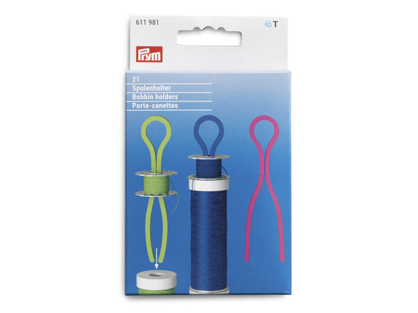 Prym 611981 Spulenhalter farbig Sortiert - hellgrün, pink und blau - 21 Stück