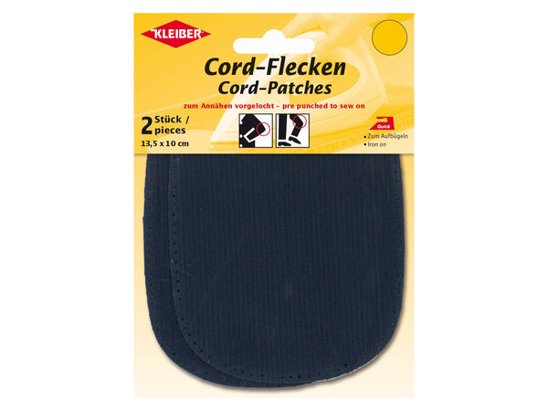Kleiber 39004 Cord-Flecken zum Aufbügeln (auch zum Annähen vorgelocht) blau - ca. 13,5cm x 10cm - 2 Stück