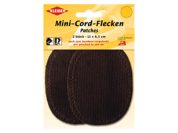 Kleiber 39303 Mini-Cord-Flecken zum Aufbügeln (auch zum Annähen vorgelocht) braun - ca. 11cm x 8,5cm - 2 Stück