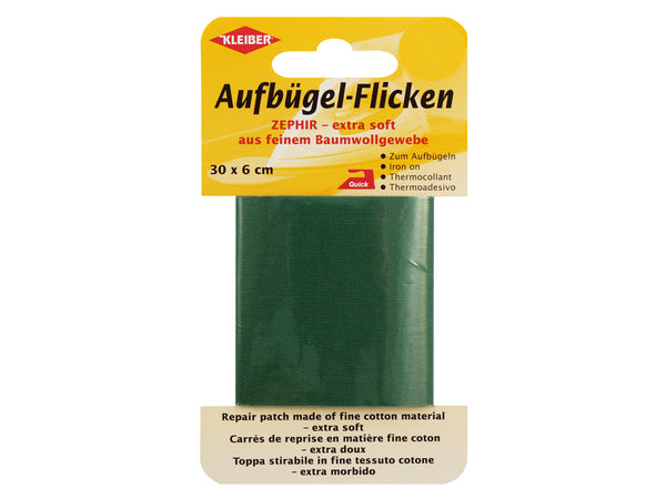 Kleiber 31012 Aufbügel-Flicken ZEPHIR - extra soft aus feinem Baumwollgewebe grün - 30cm x 6cm