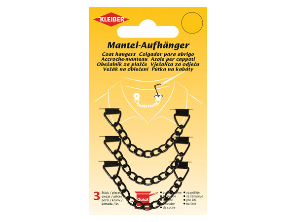 Kleiber 85930 Metall-Aufhänger 3er-Set - schwarz - ca. 8,3cm x 1,1cm
