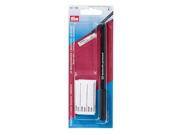 Prym 611795 24 Wäscheetiketten + Markierstift schwarz, permanent