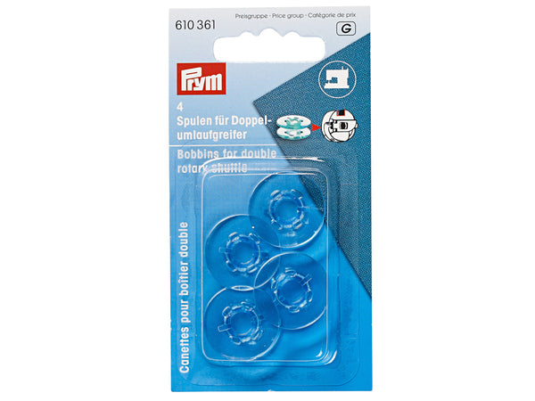 Prym 610361 Nähmaschinenspulen für Doppelumlaufgreifer - Ø 21,9mm x 9,0mm - für Pfaff & Meister - Kunststoff transparent 4 Stück