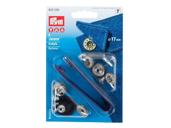 Prym 622239 Jeansknöpfe altmessing-mattweiß - Ø 17mm - 6 Stück