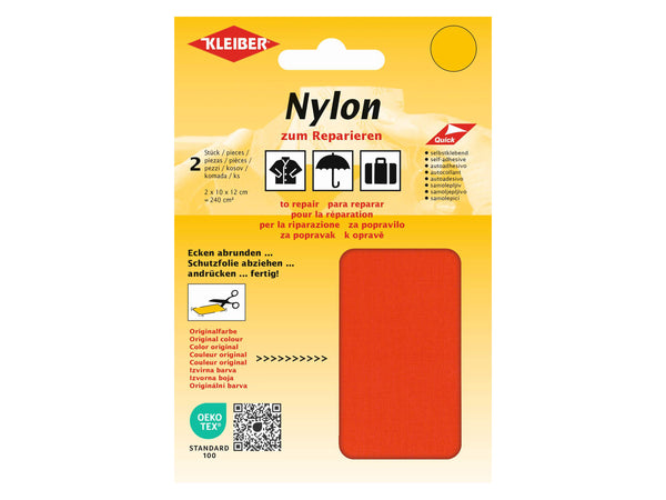 Kleiber 43052 Nylon-Flicken selbstklebend neonorange - 10 x 12cm - 2 Stück