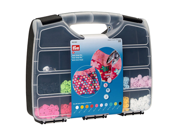 Prym 393900 Nähfrei Druckknöpfe Color Snaps Sortimentsbox inkl. 300 Druckknöpfe Ø 12,4 mm & Werkzeug-Set