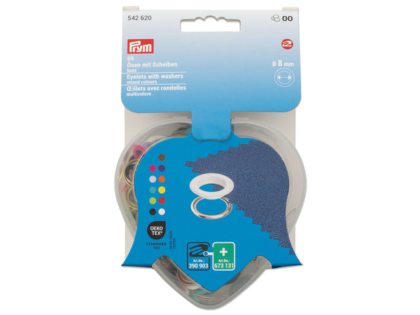 Prym 542620 Ösen mit Scheiben bunt - Ø 8mm - 66 Stück