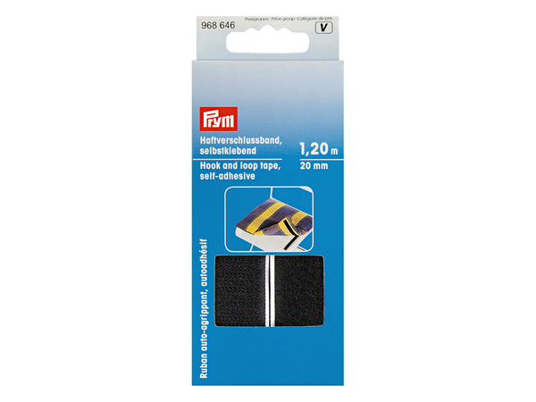 Prym 968646 Haftverschlussband 1,2m x 20mm selbstklebend schwarz