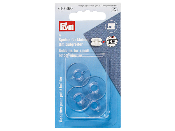 Prym 610360 Nähmaschinenspulen für Doppelumlaufgreifer - Ø 21,2mm x 9,2mm - für Singer & Dürrkopp - Kunststoff transparent 4 Stück