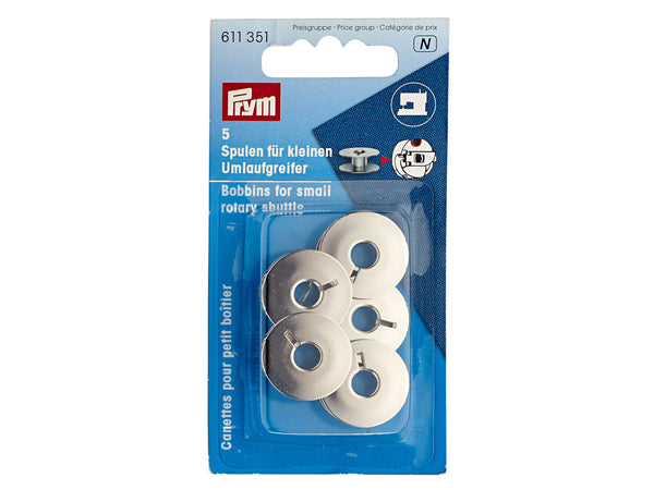 Prym 611351 Nähmaschinenspulen für kleinen Umlaufgreifer - 21,2mm x 9,2mm - Stahl vernickelt 5 Stück