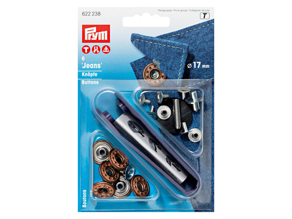 Prym 622238 Jeansknöpfe altbronze - Ø 17mm - 6 Stück