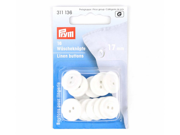 Prym 311136 Wäscheknöpfe Ø 17mm weiß - 16 Stück