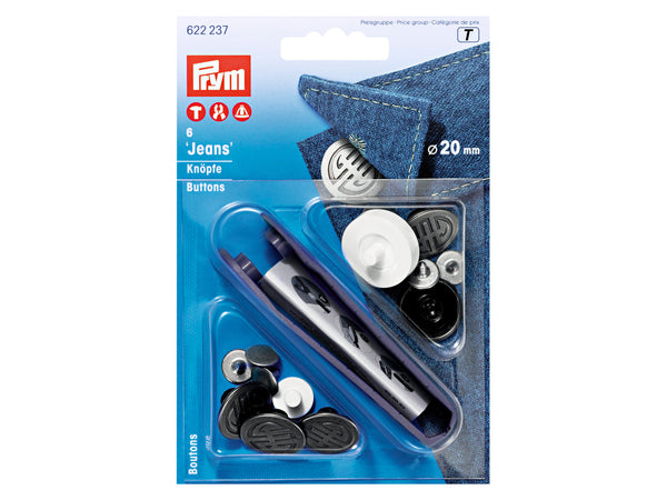 Prym 622237 Jeansknöpfe alteisen - Ø 20mm - 6 Stück