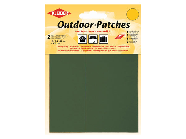 Kleiber 43215 Outdoor-Patches selbstklebend wasserdicht khaki - 6,5 x 12cm - 2 Stück