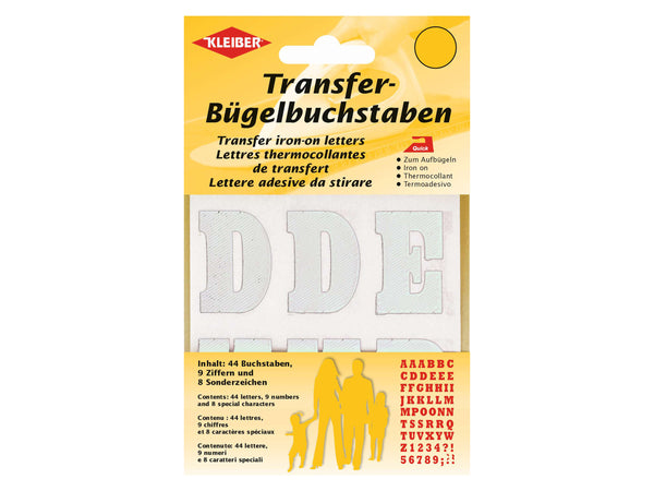 Kleiber 79004 Transfer-Bügelbuchstaben zum Aufbügeln weiß - ca. 3,5cm - 44 Buchstaben, 9 Ziffern und 8 Sonderzeichen