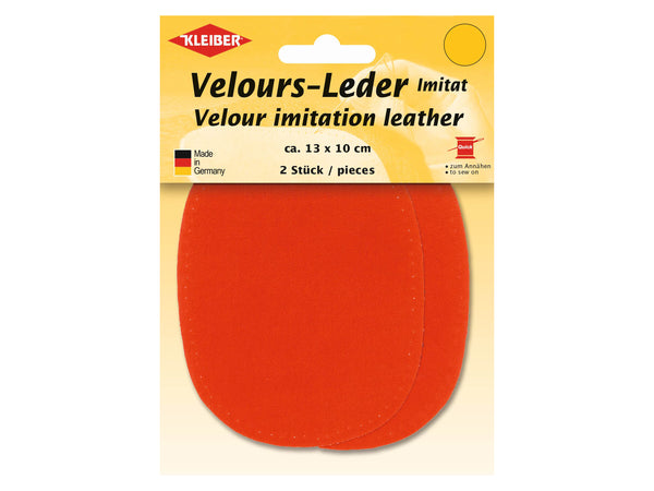 Kleiber 89636 Velours-Leder Imitat Flecken Klein zum Annähen vorgelocht granat - ca. 13cm x 10cm - 2 Stück