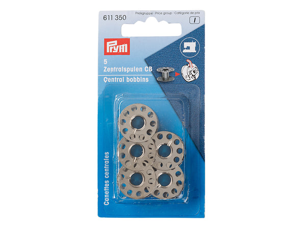 Prym 611350 Zentralspulen Nähmaschinenspulen für CB-Greifer - 20,5mm x 11,7mm - Stahl, Silber 5 Stück