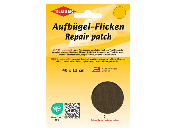 Kleiber 32004 Aufbügel-Flicken ZEPHIR Großpackung - extra soft - dunkelbraun - 40cm x 12cm