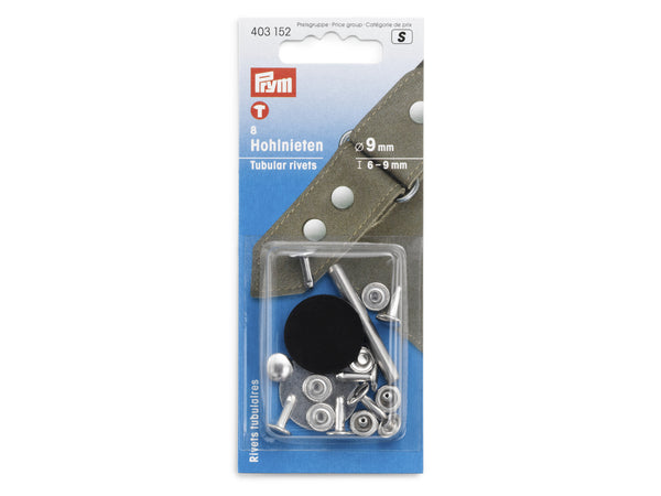 Prym 403152 Hohlnieten ø 9mm / 6 - 9mm silberfarbig - 8 Stück
