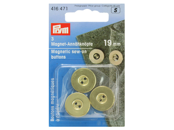 Prym 416471 Magnet-Annähknöpfe ø 19mm goldfarbig - 3 Stück