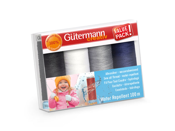 Gütermann 734027-3 Nähfaden-Set Allesnäher Water Repellent - 4 x 100m Allesnäher wasserabweisend