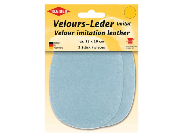 Kleiber 89634 Velours-Leder Imitat Flecken Klein zum Annähen vorgelocht anhydrit - ca. 13cm x 10cm - 2 Stück