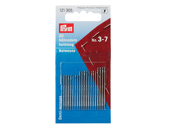 Prym 121305 Nähnadeln halblang silberfarbig - No. 3-7 - 20 Stück